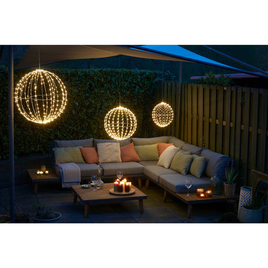 Kerstverlichting buiten: Ronde LED-lichtbal Ø50 cm Zilver van Honeybee Living