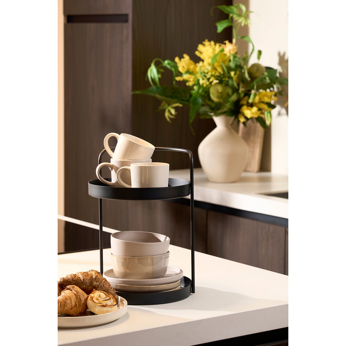 Lile Etagère 2-Laags H35 x Ø25 cm Metaal Zwart