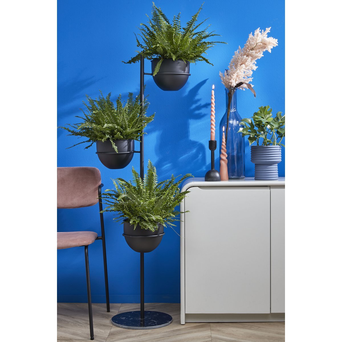 Plantenhouder L40 x B33 x H140 cm 3 Bakjes Zwart