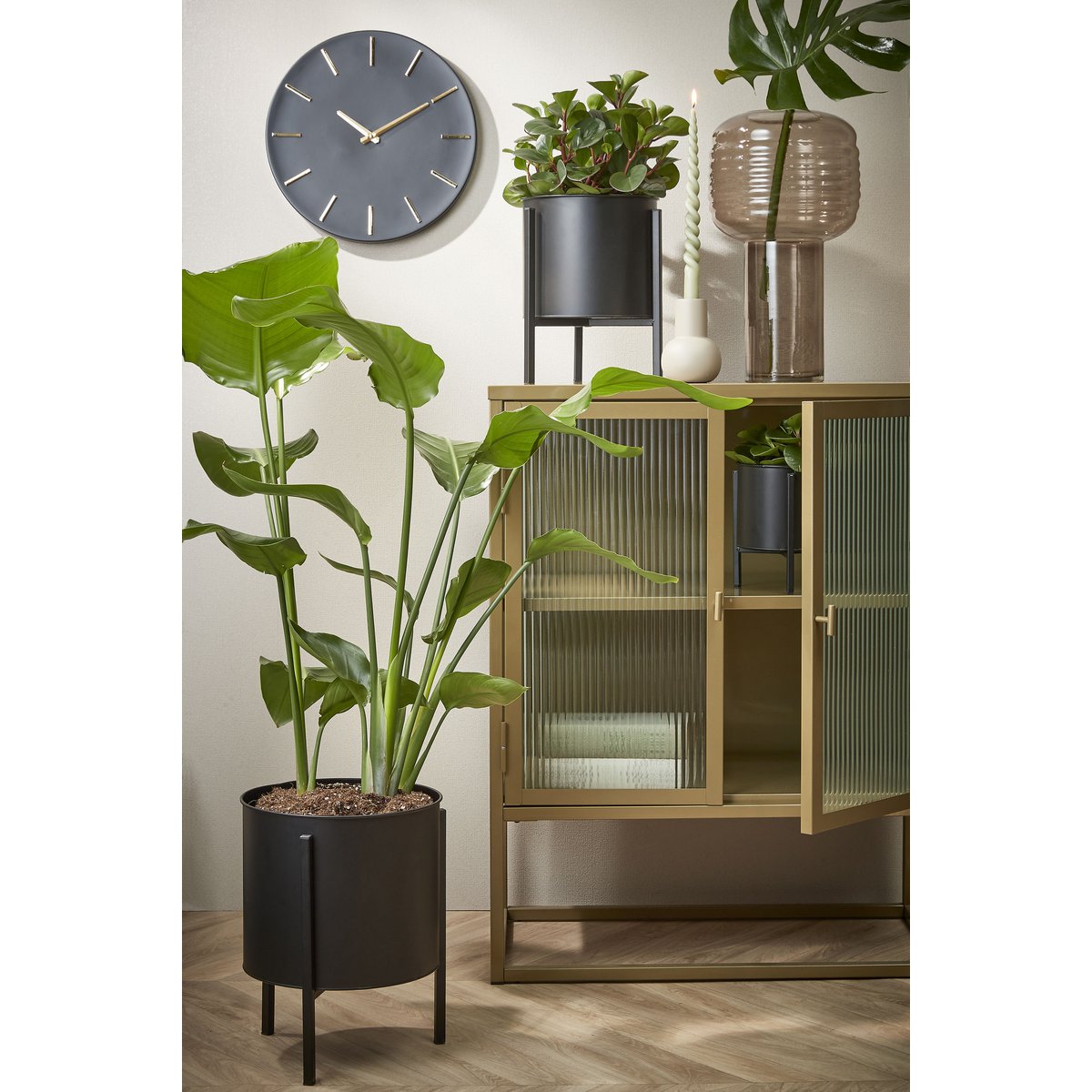London Wandklok Ø36 cm Zwart