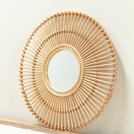 Aulia Ronde Rotan Spiegel 58 cm Handgemaakte Boho