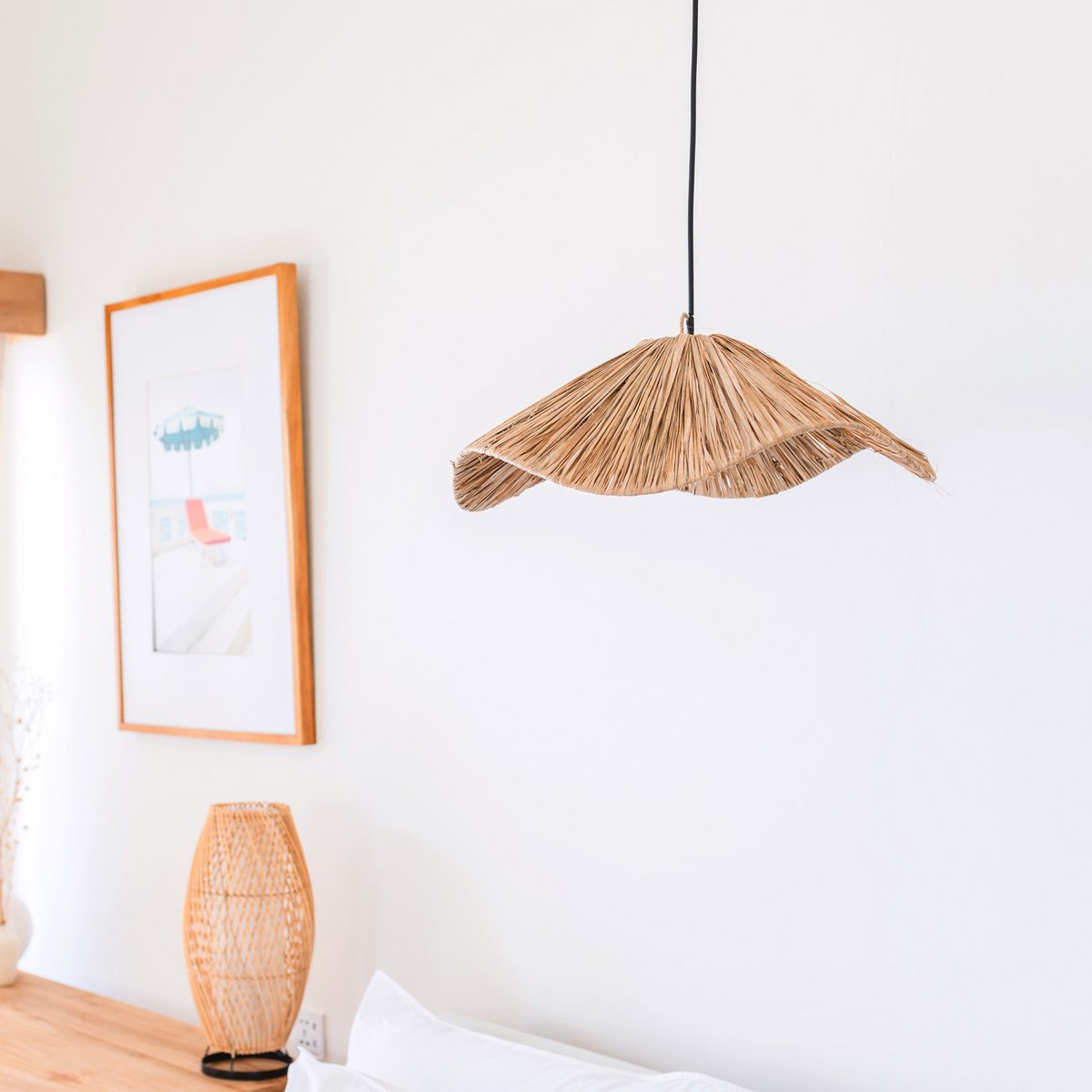 BOHO lampenkap grote raffia plafondlamp gemaakt van raffia Rasa Ø 53 cm