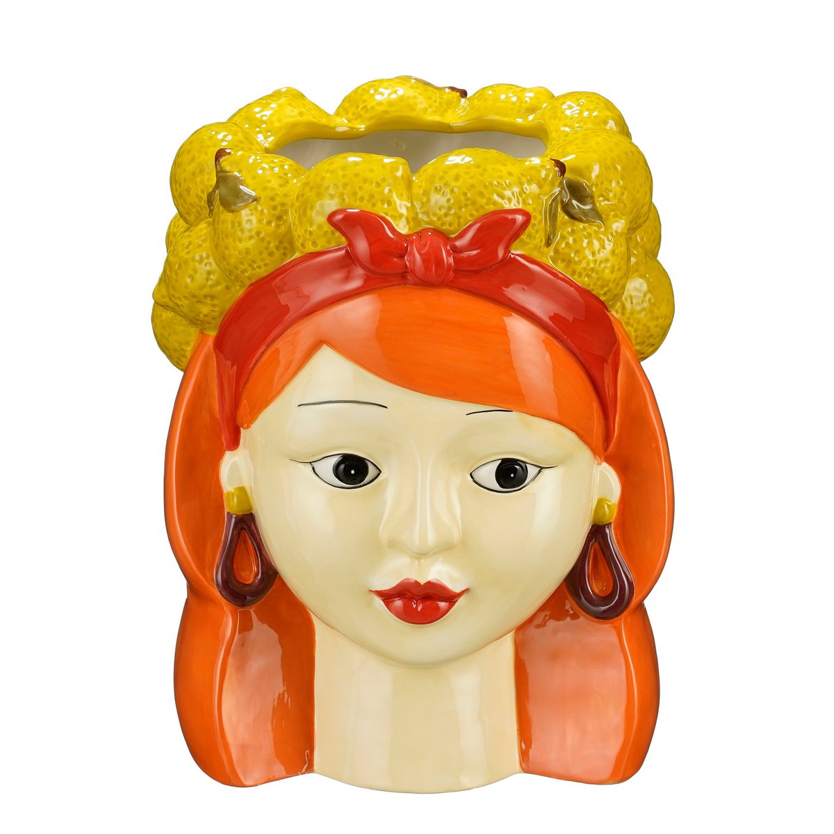 Vrouw Bloempot Binnen H25 x Ø20 cm Dolomiet Geel