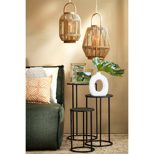 Remi Planten Bijzettafel Set van 3 H70 x Ø32 cm Metaal Zwart