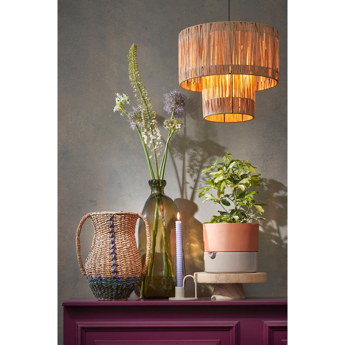 Altair Hanglamp Raffia Lichtbruin