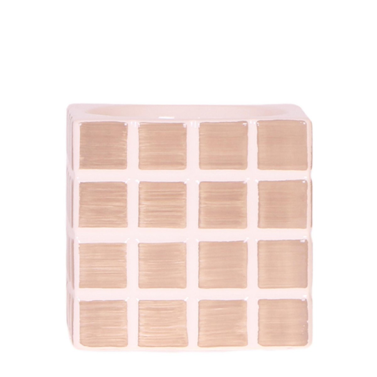 Brown Cube Canvas Keramiek sierpot Ø9cm