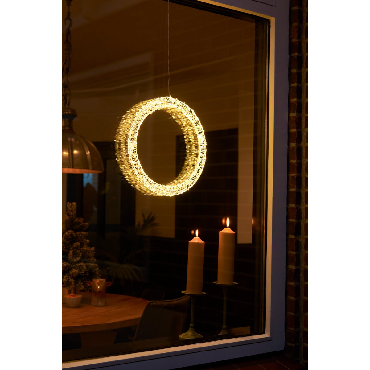 Cirkel met warm witte LED Lampjes Ø36 cm metaal wit Kerstverlichting