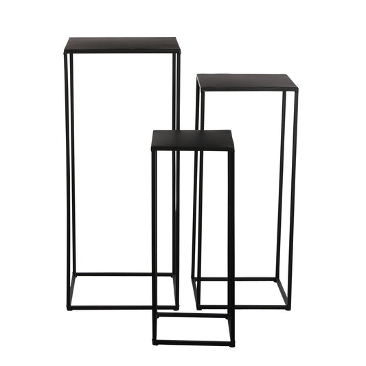 Noah Bijzettafel Set van 3 L30 x B30 x H70 cm Metaal Zwart