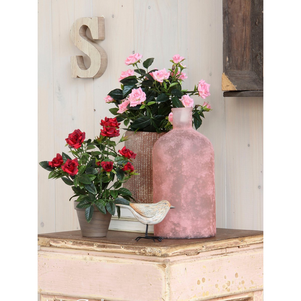 Rozenstruik Kunstplant in Bloempot Stan H33 x Ø25 cm Rood