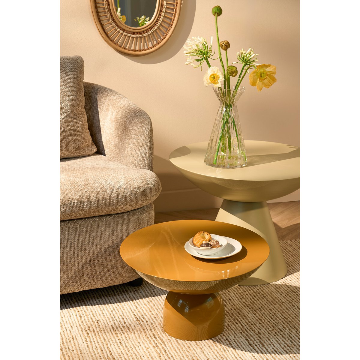 Valante Bijzettafel H28 x Ø47 cm Metaal Bruin