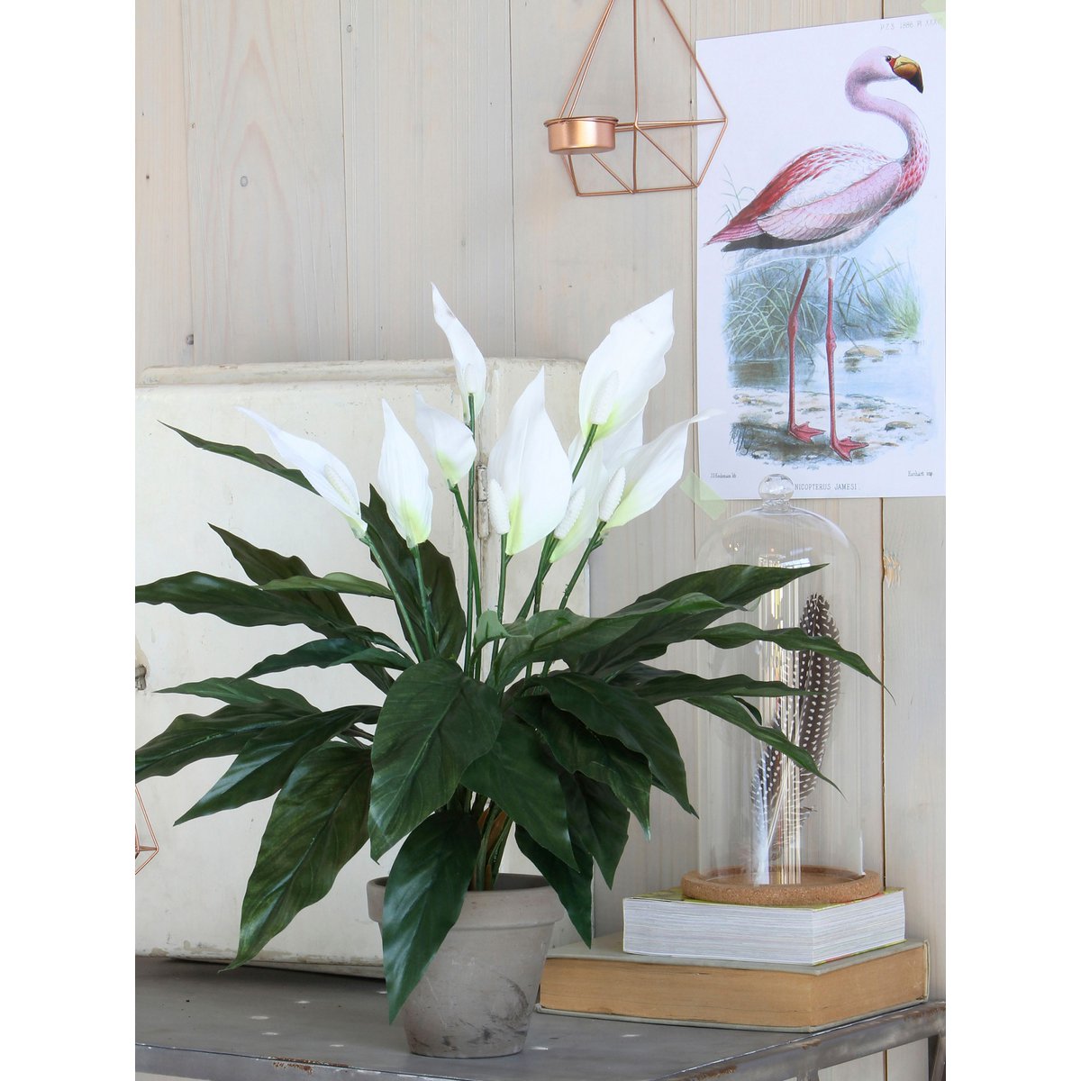 Spathiphyllum Kunstplant in Bloempot Stan H50 x Ø40 cm Wit