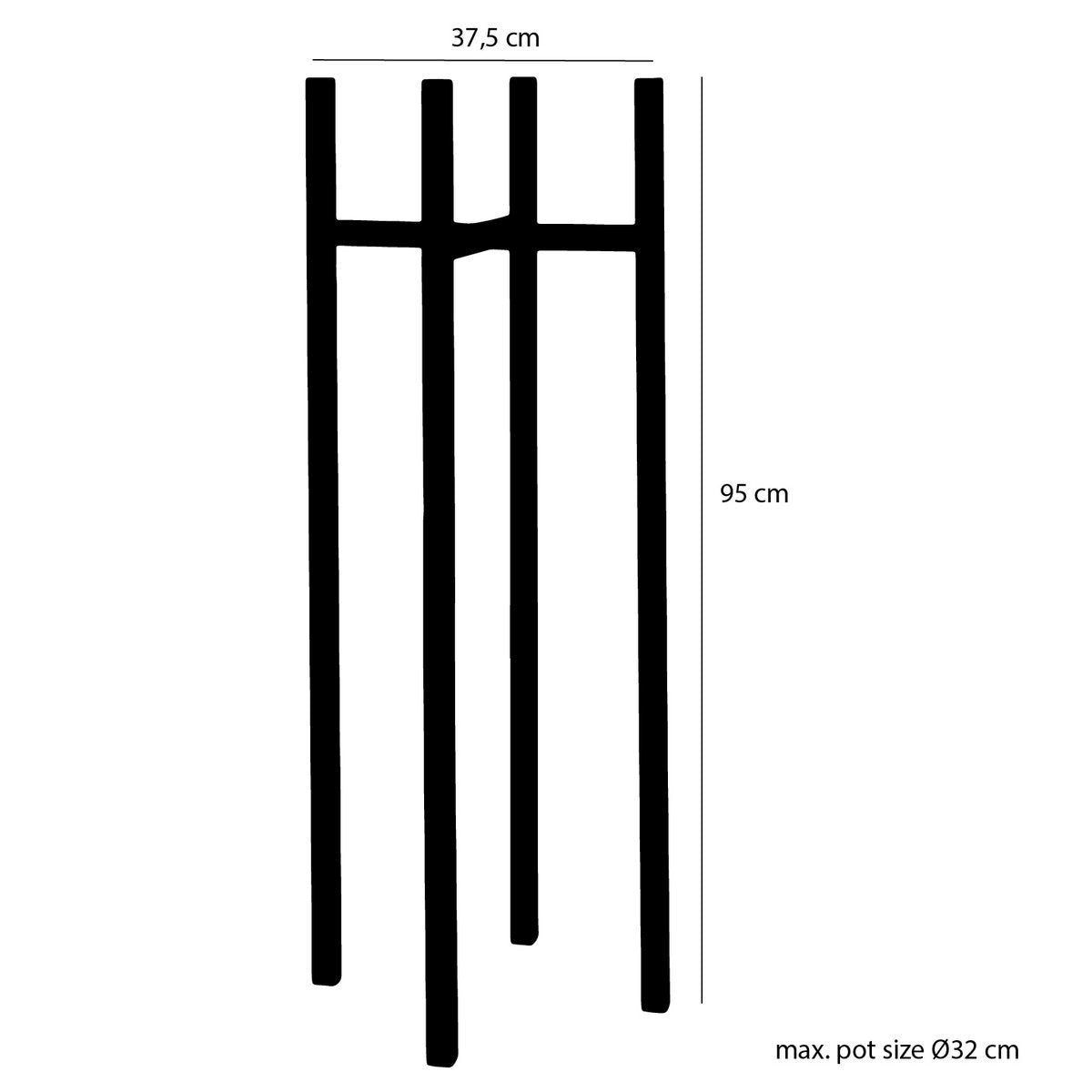 Flora Plantenstandaard XL L38 x B38 x H95 cm Metaal Zwart