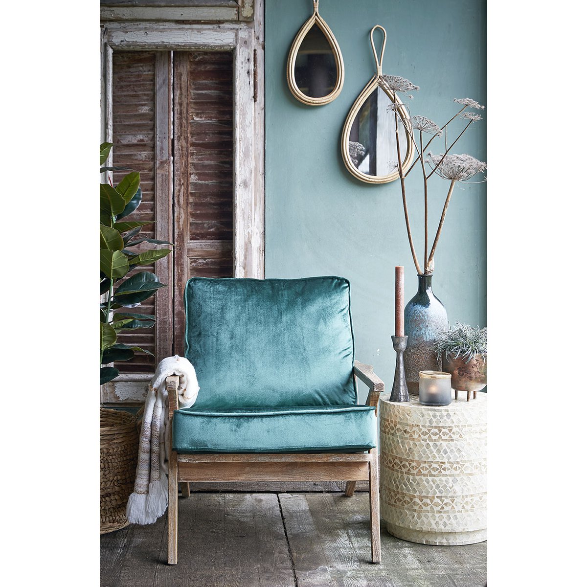 Raindrop Wandspiegel - L28 x H59 cm Rotan