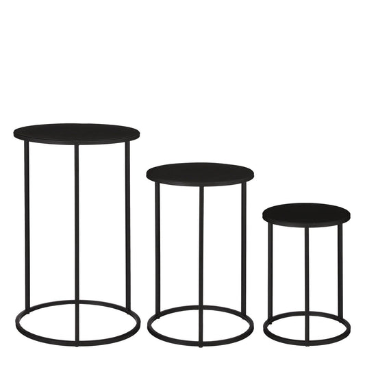 Quincy Bijzettafel Set van 3 H50 x Ø32 cm Metaal Zwart