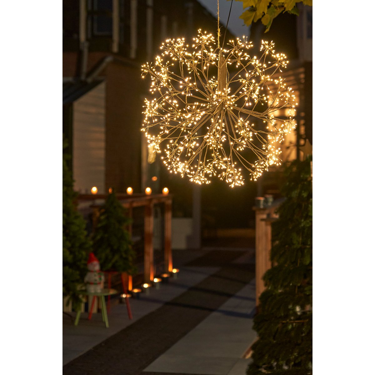 Ronde Bal met warm witte LED Lampjes Ø60 cm zwart Kerstverlichting