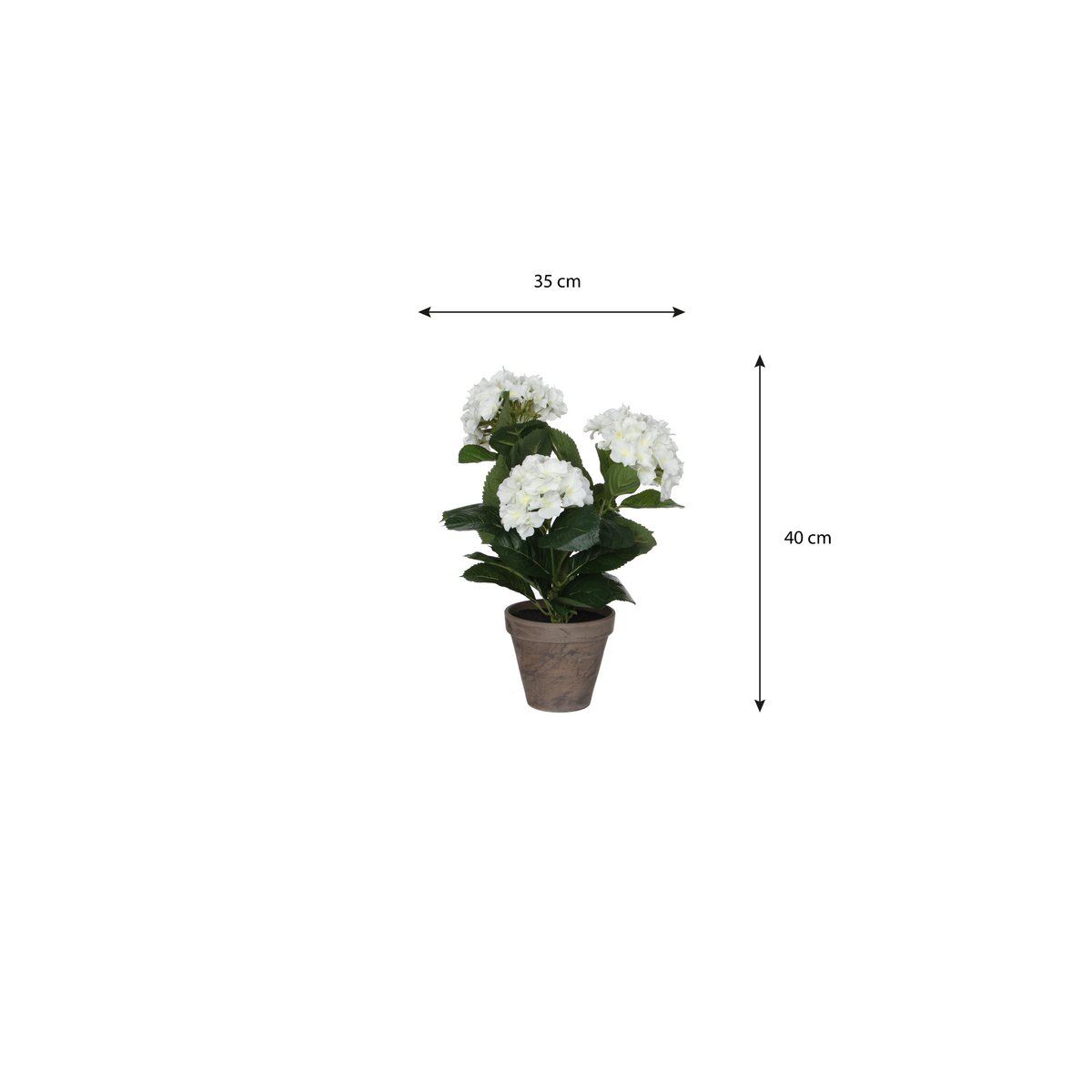 Hortensia Kunstplant in Bloempot Stan H40 x Ø35 cm Wit