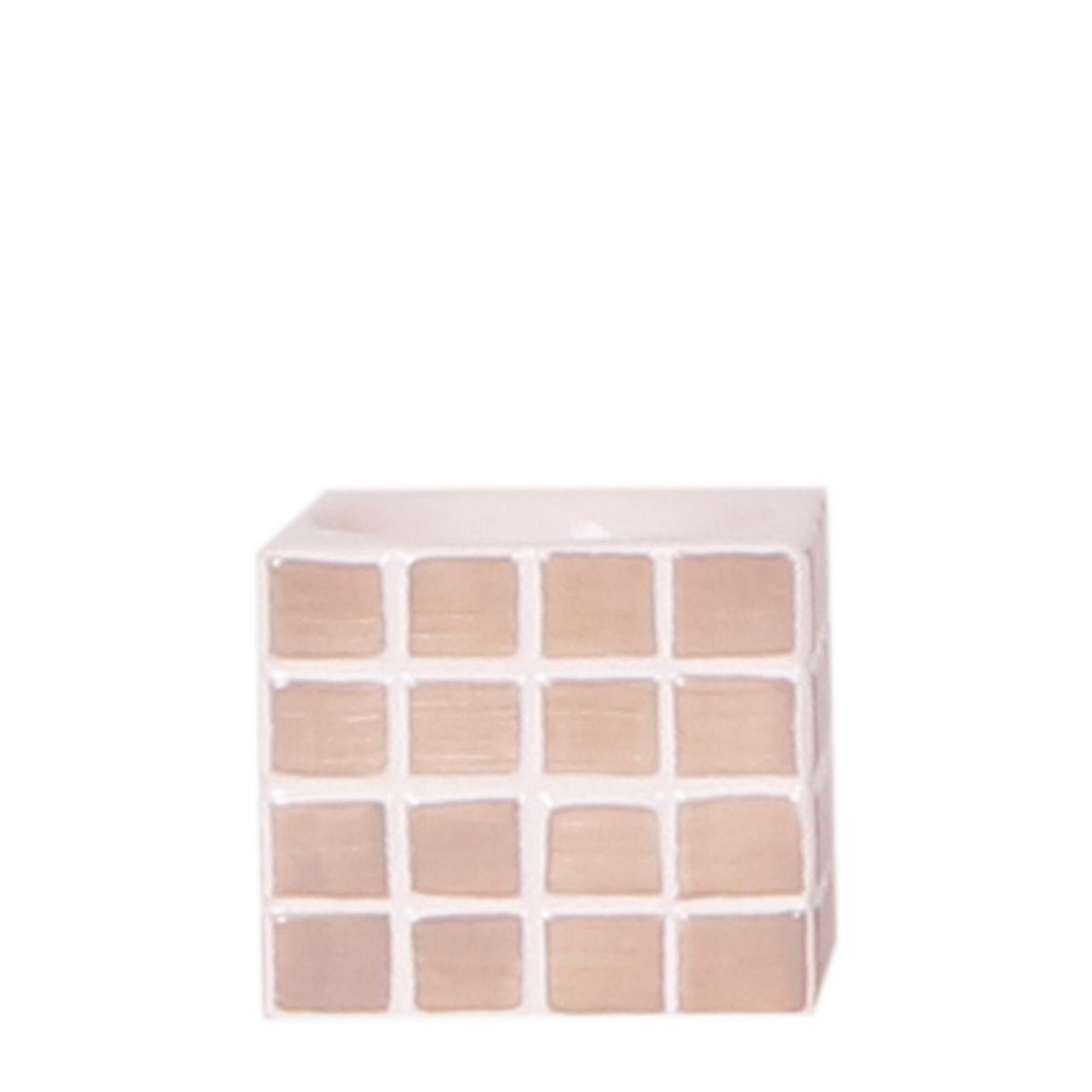 Brown Cube Canvas Keramiek sierpot Ø6cm