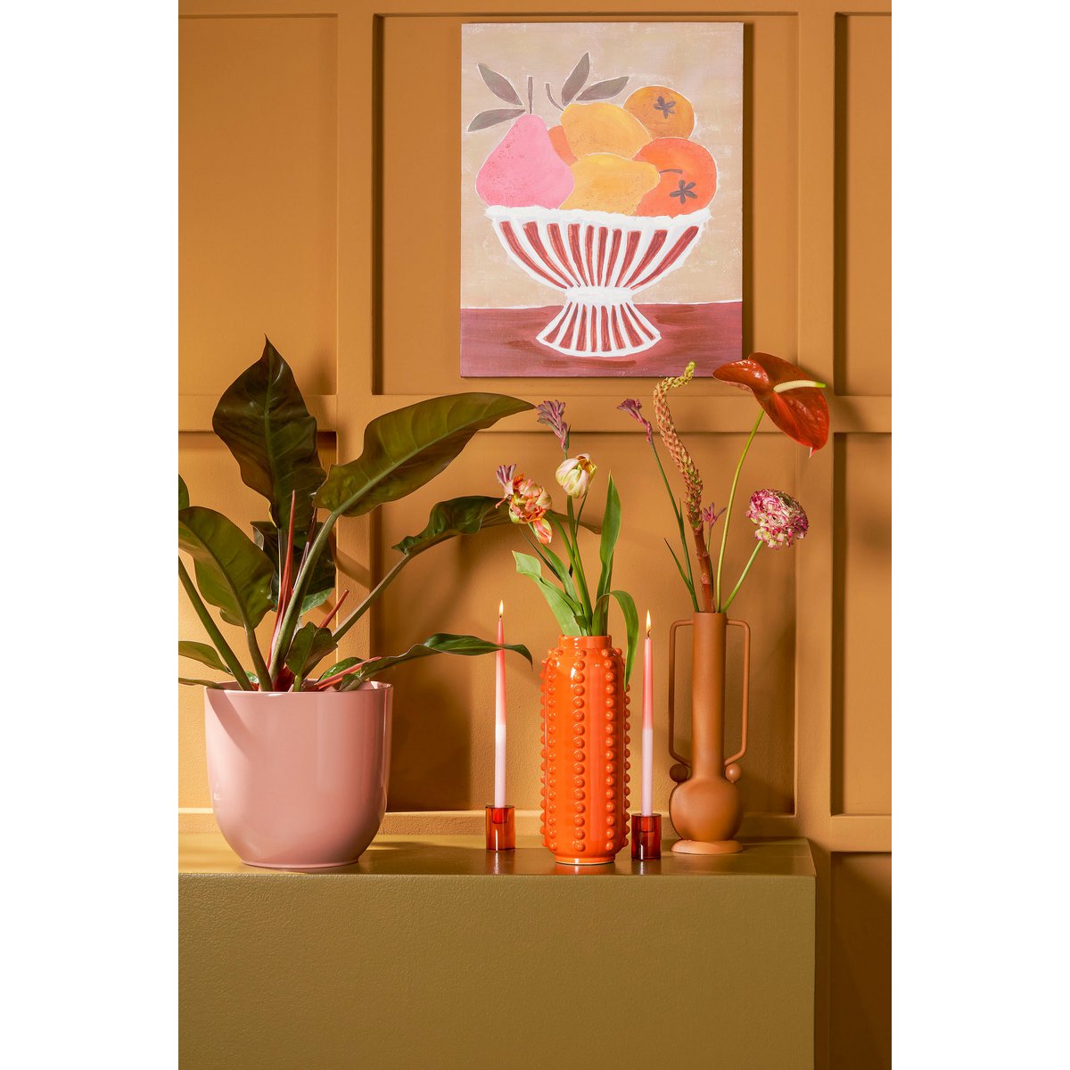 Bubble Vaas Lang H30 x Ø11 cm Keramiek Oranje