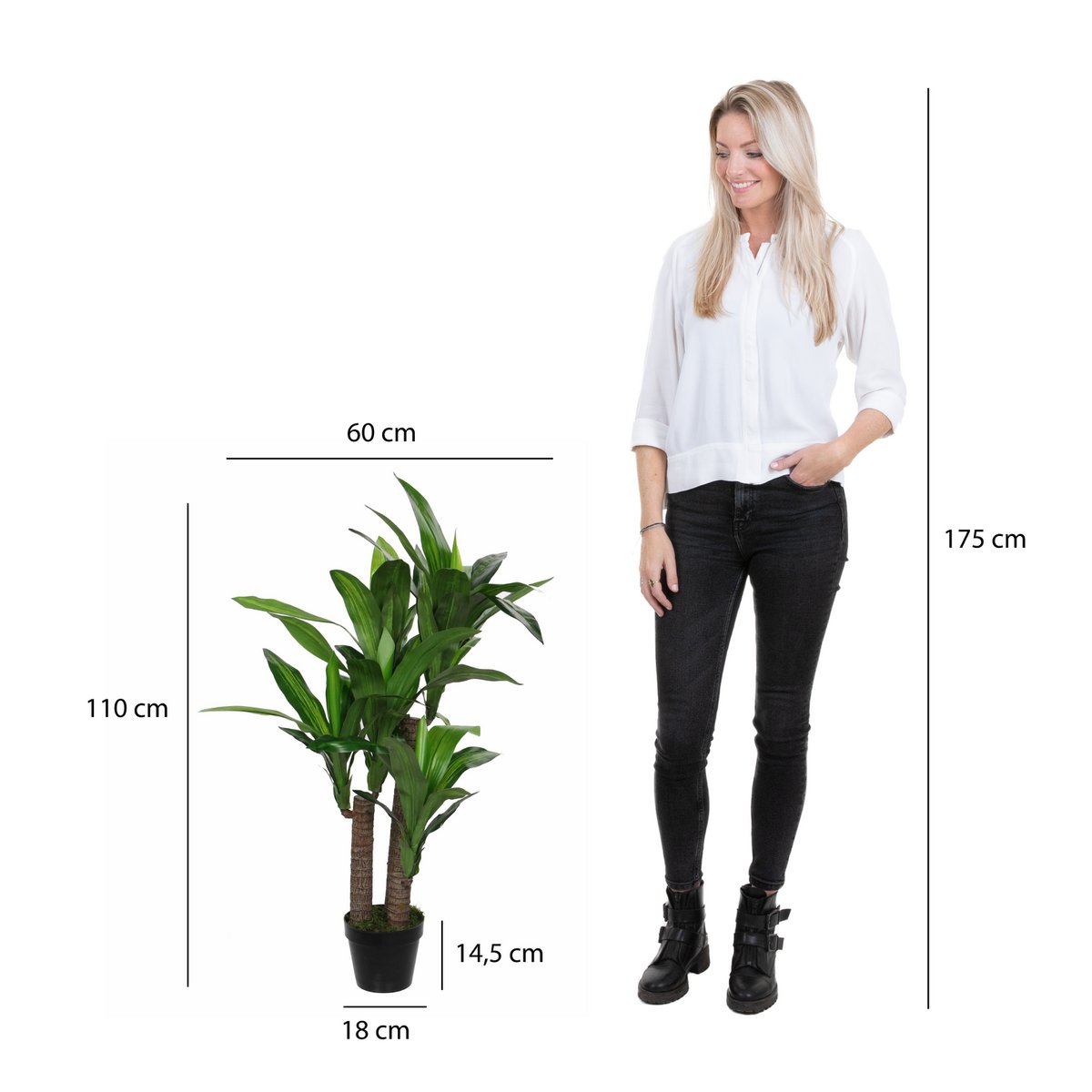 Dracaena Kunstplant H110 x Ø60 cm Groen