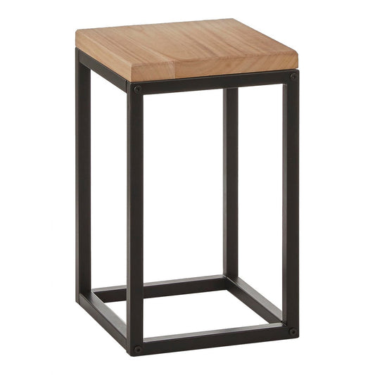 Asia Plantentafel L25 x B25 x H42 cm Hout Metaal Zwart