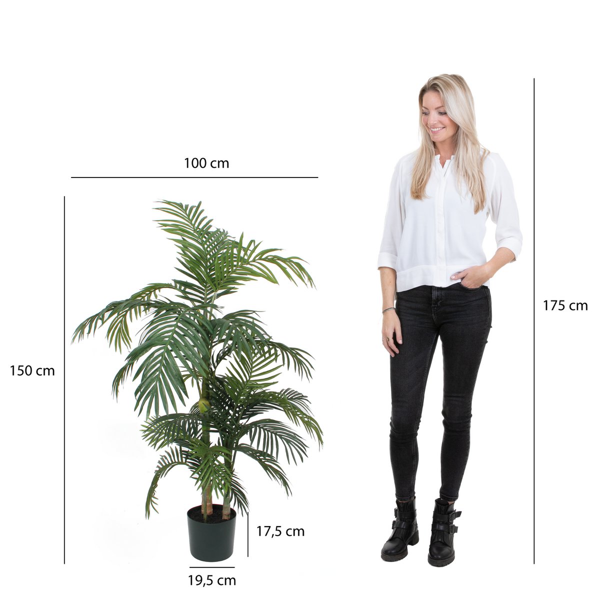 Areca palm Kunstplant H150 x Ø100 cm Groen