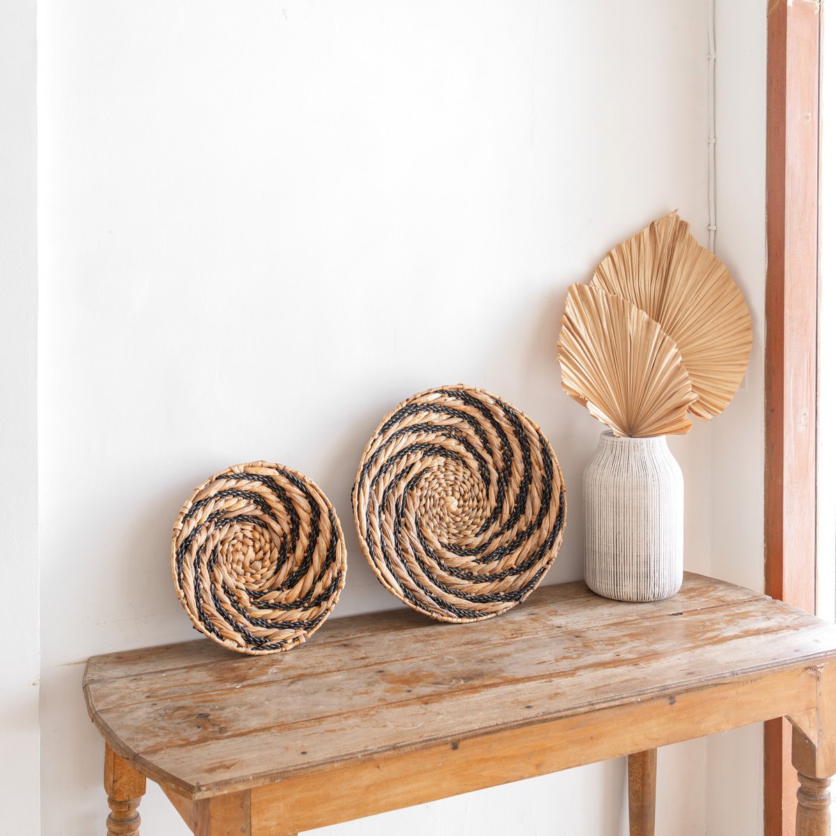 Biasa Ronde wandmand of decoratieve schaal van waterhyacint 2 maten