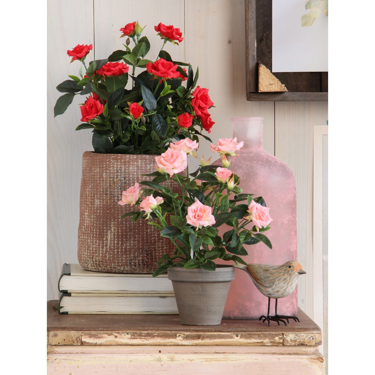 Rozenstruik Kunstplant in Bloempot Stan H33 x Ø25 cm Rood