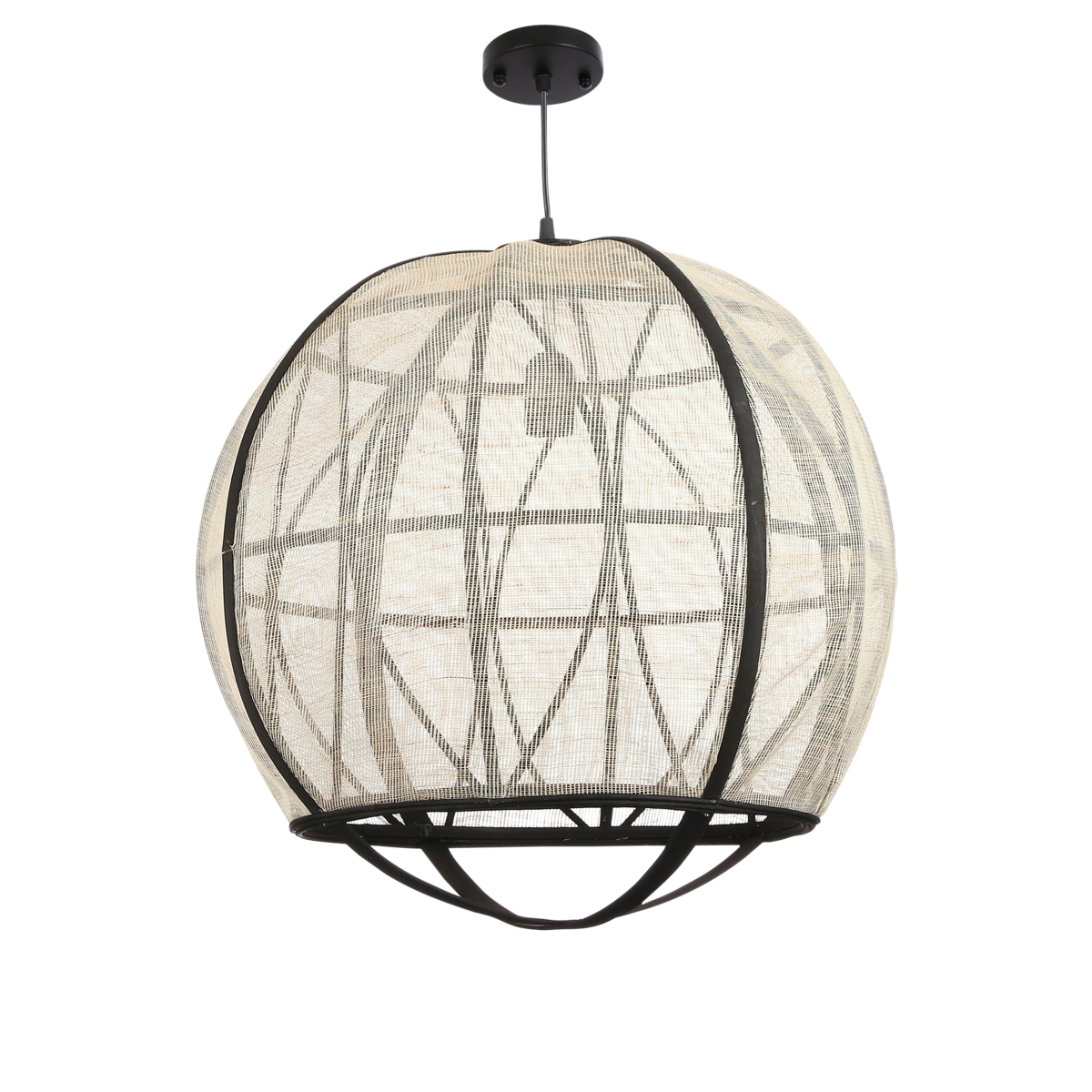 Eliza Hanglamp Rond Beige met Zwarte Details