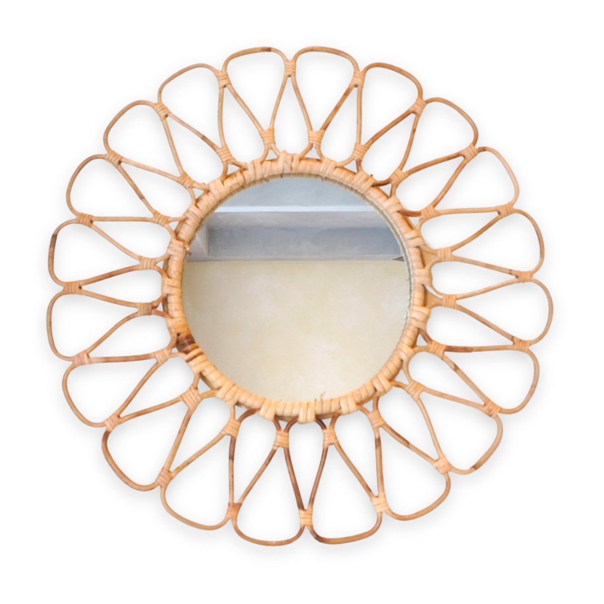 Intan rotan spiegel 38 cm klein handgemaakte Boho wandspiegel