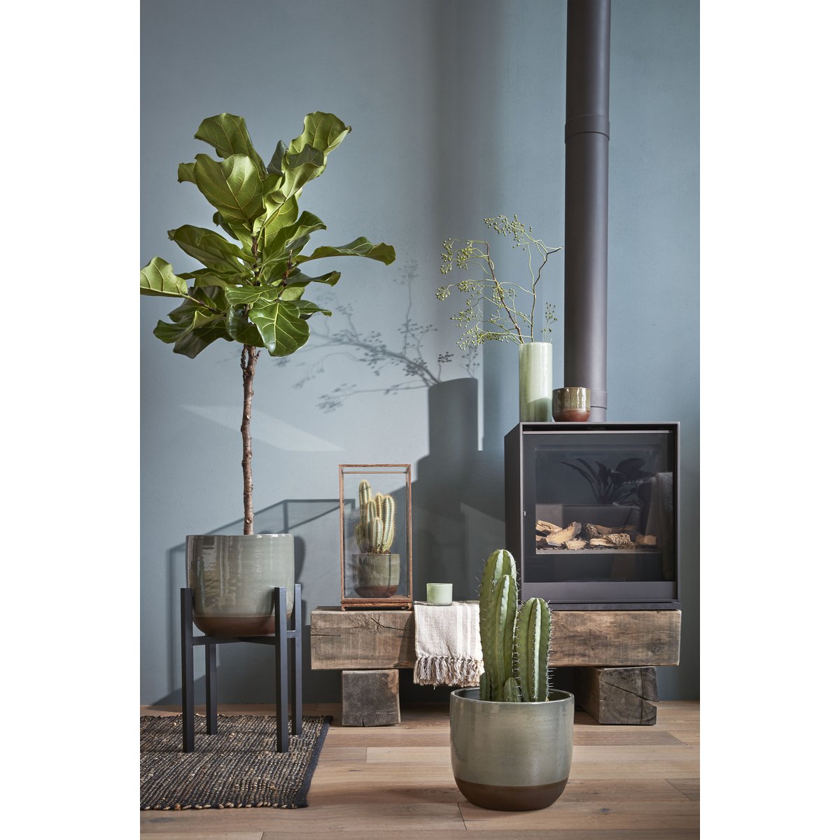 Flora Plantenstandaard XL L42 x B42 x H50 cm Metaal Zwart