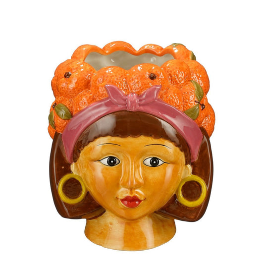 Vrouw Bloempot Binnen L20 x B20 x H22 cm Dolomiet Oranje