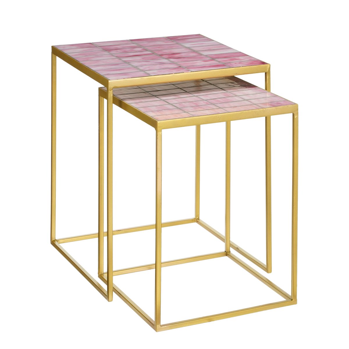 Rosie Bijzettafel voor Buiten Set van 2 L38 x B38 x H48 cm Metaal Roze
