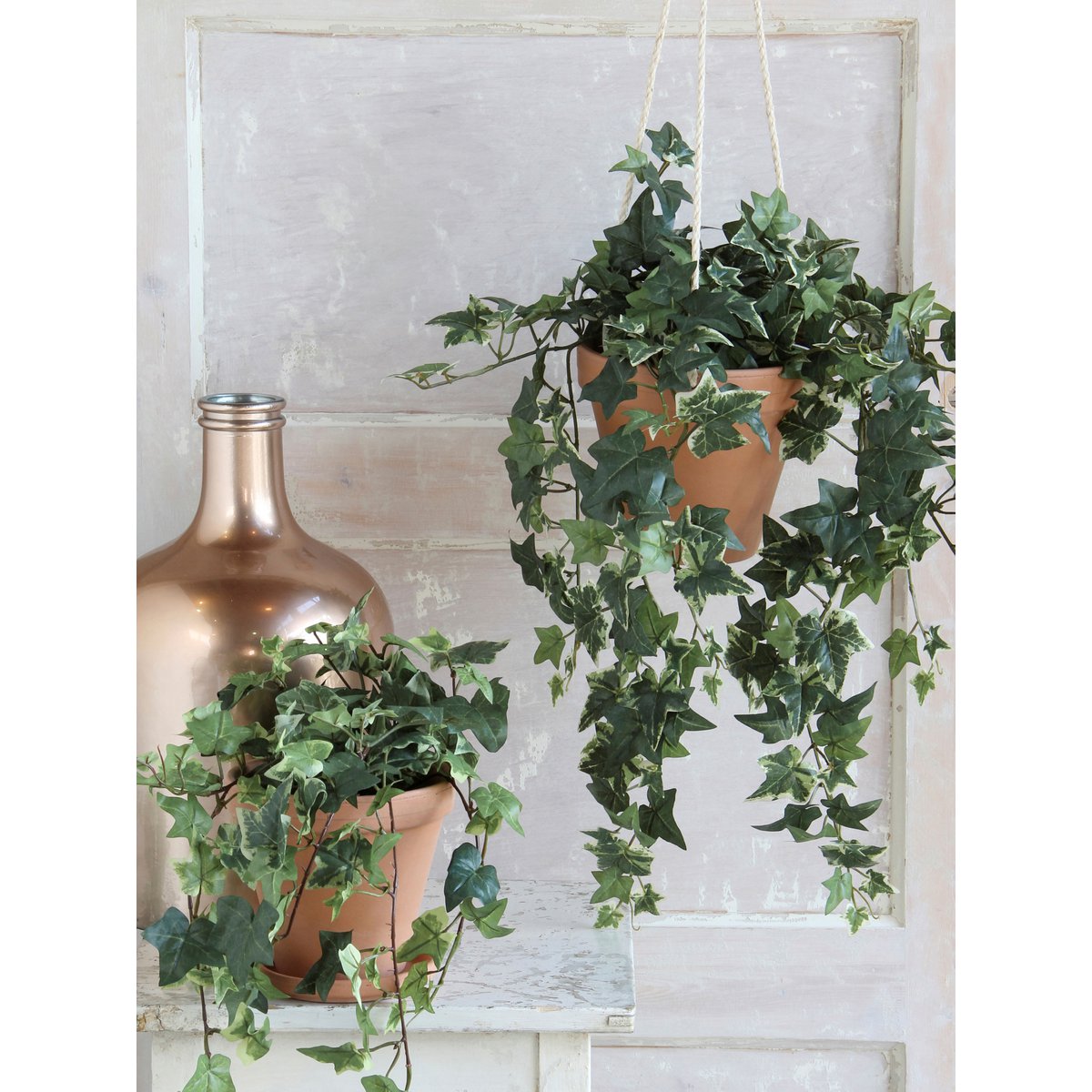 Hedera Kunst Hangplant H129 cm Groen Bont