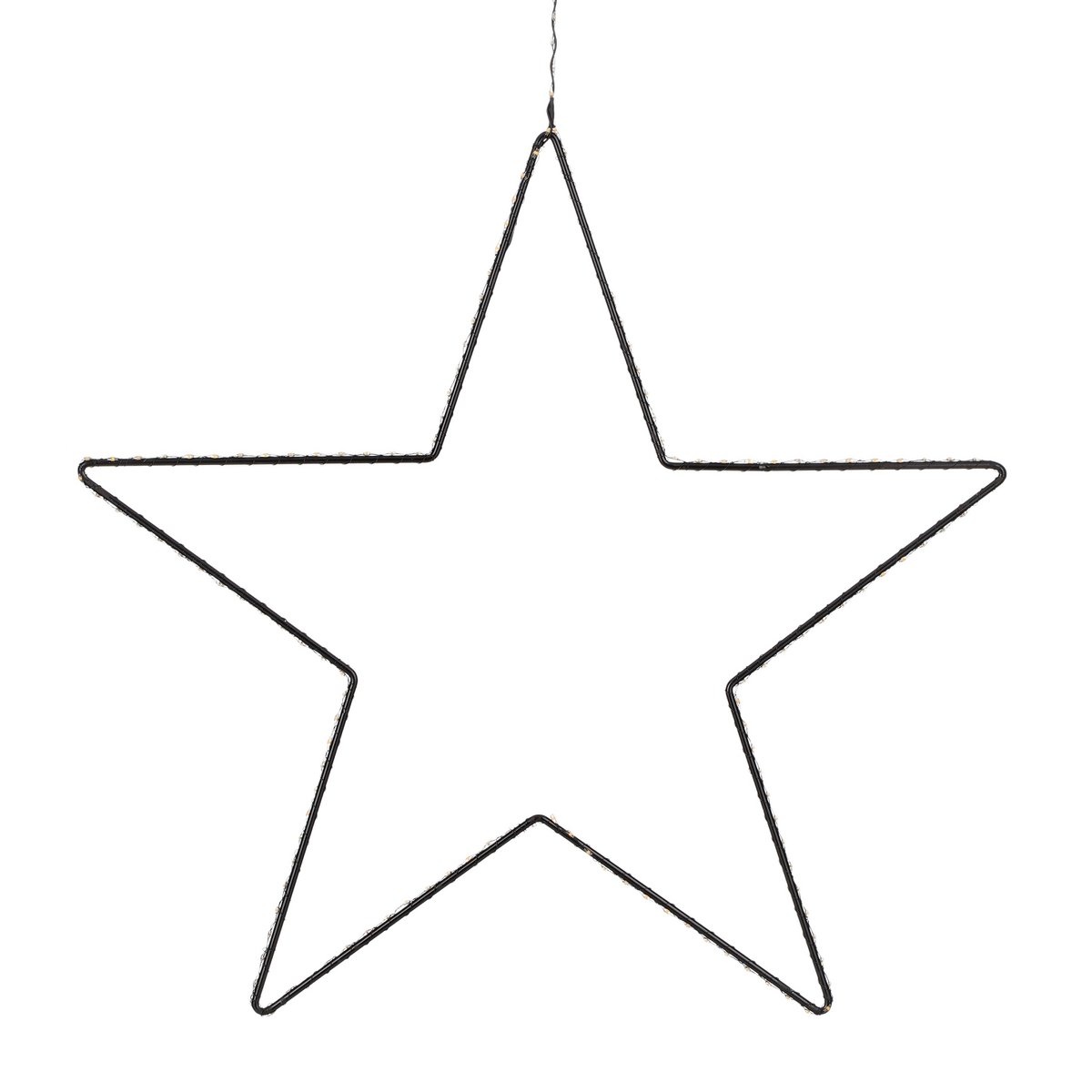 Hangende Ster met warm witte LED verlichting H128 x Ø58 cm zwart Kerstverlichting