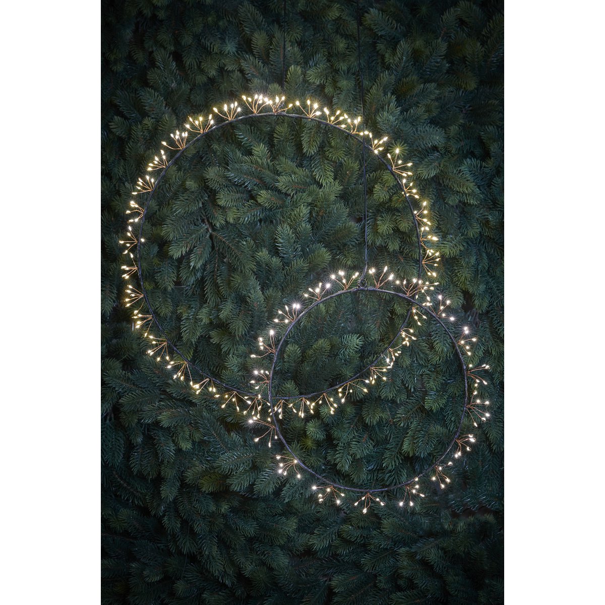 Lichtkrans met warm witte LED Verlichting Ø50 cm Zwart Kerstverlichting