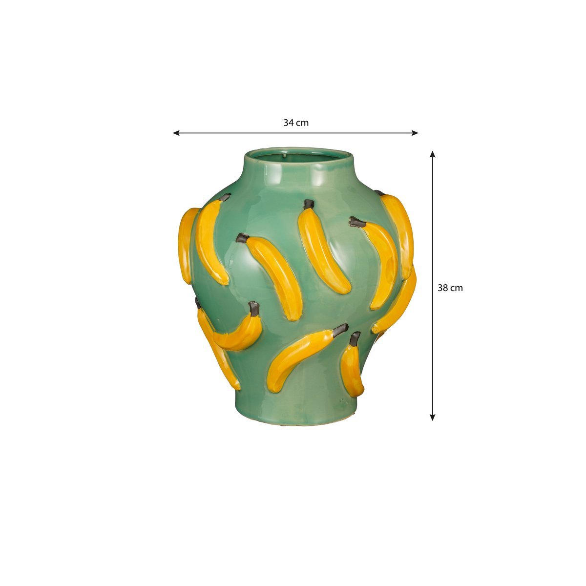 Bananen Vaas H38 x Ø34 cm Keramiek Lichtgroen
