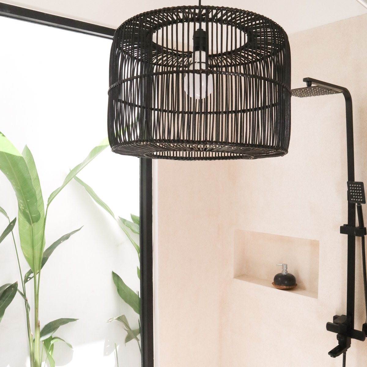 Zafira Zwarte Rotan Hanglamp Rotan 2 maten