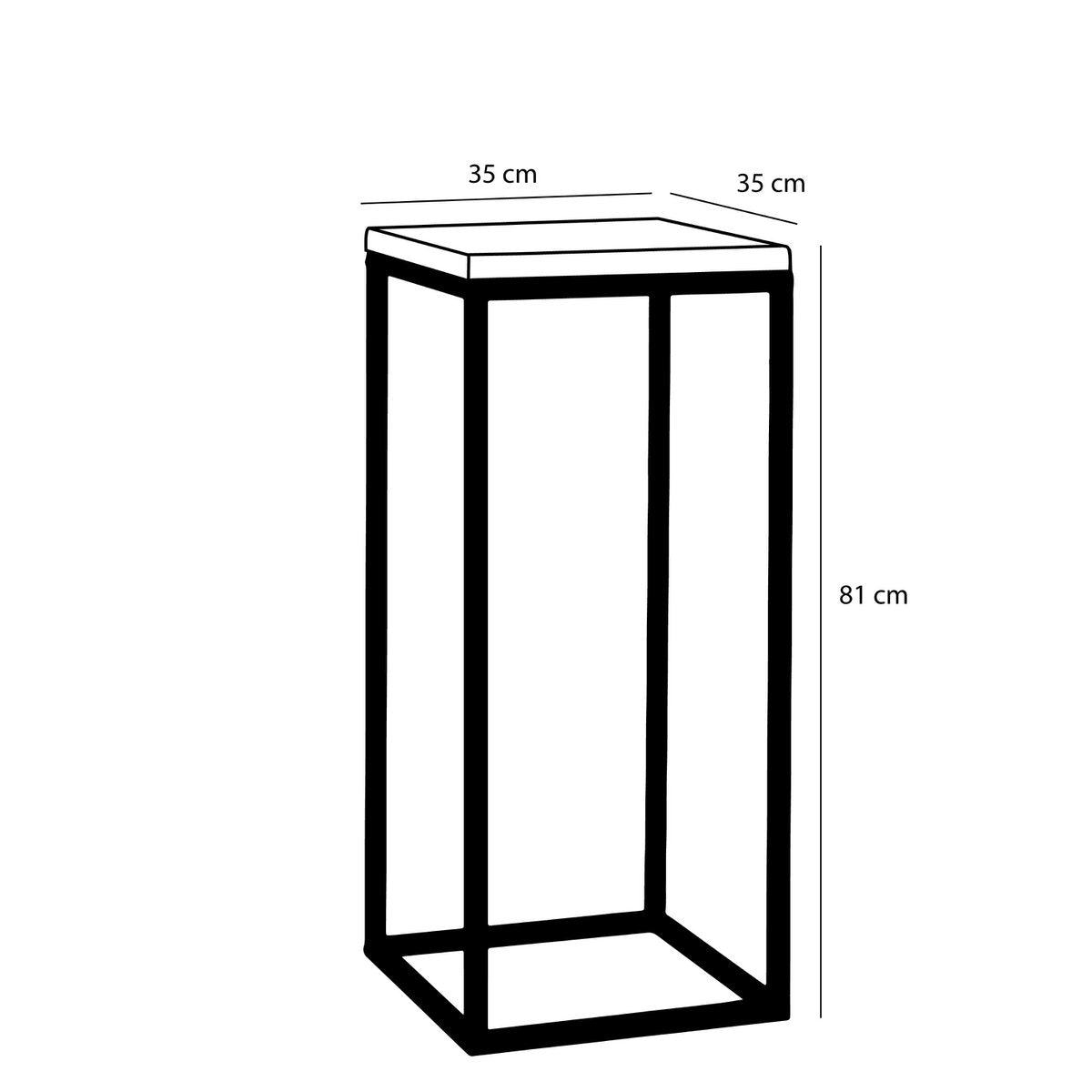 Asia Plantentafel L35 x B35 x H81 cm Hout Metaal Zwart
