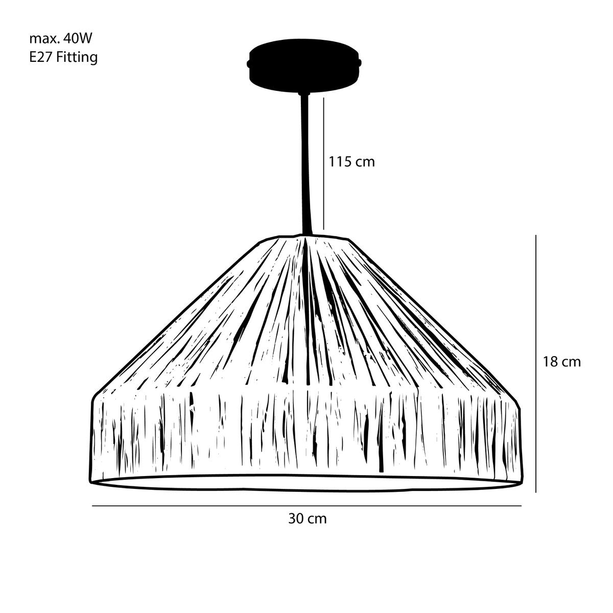 Elli Hanglamp Raffia Lichtbruin Ø 30 cm en 18 cm