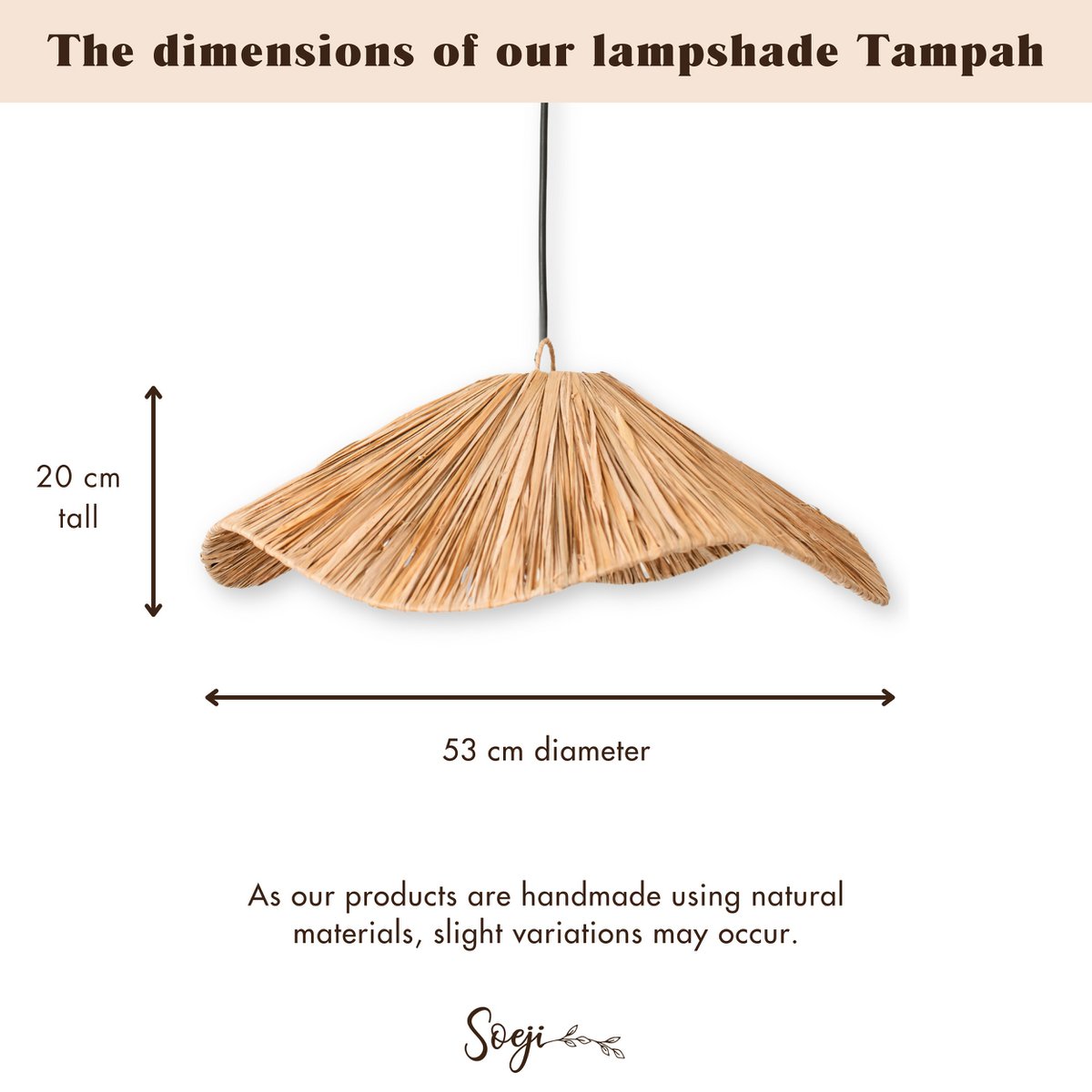 BOHO lampenkap grote raffia plafondlamp gemaakt van raffia Rasa Ø 53 cm