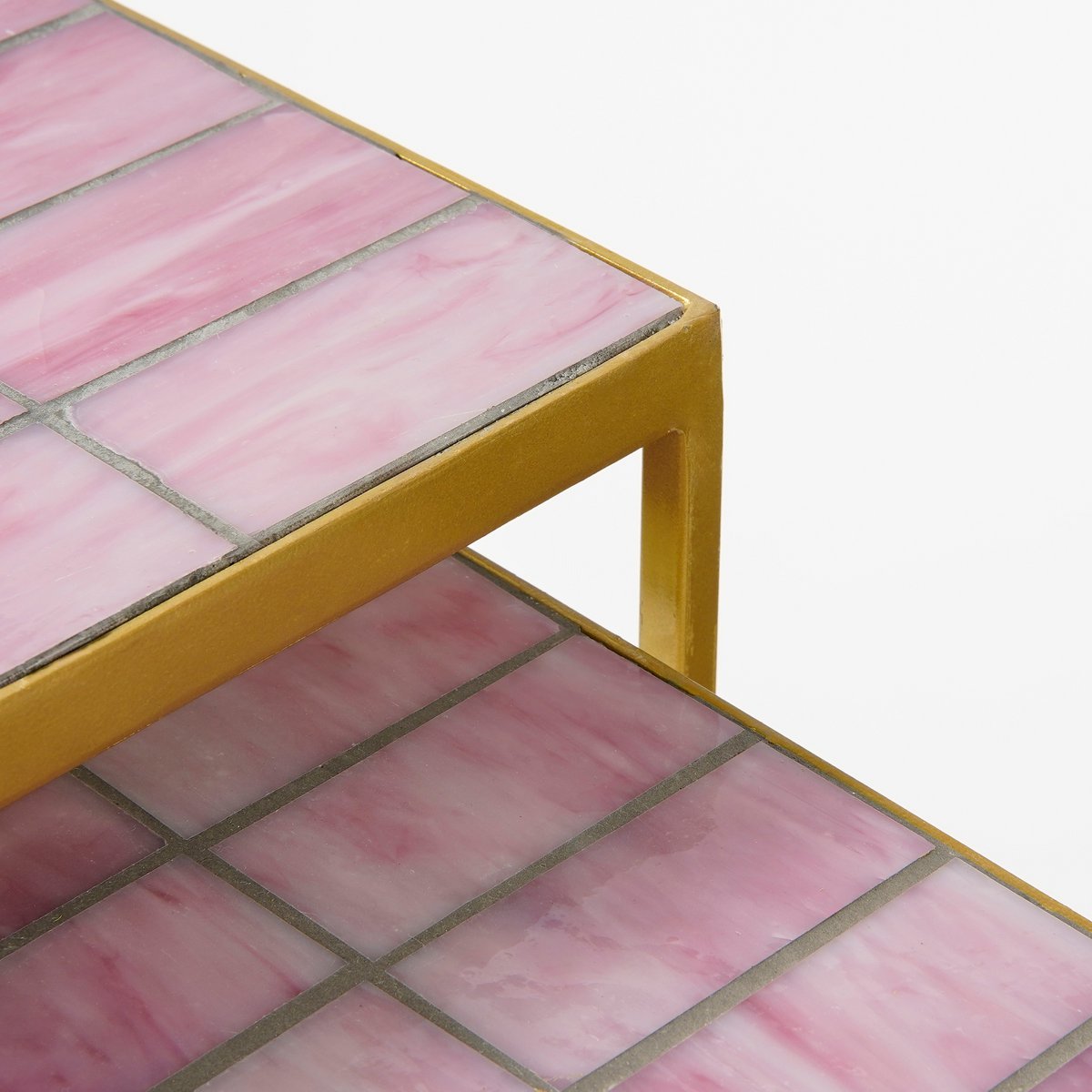 Rosie Bijzettafel voor Buiten Set van 2 L38 x B38 x H48 cm Metaal Roze