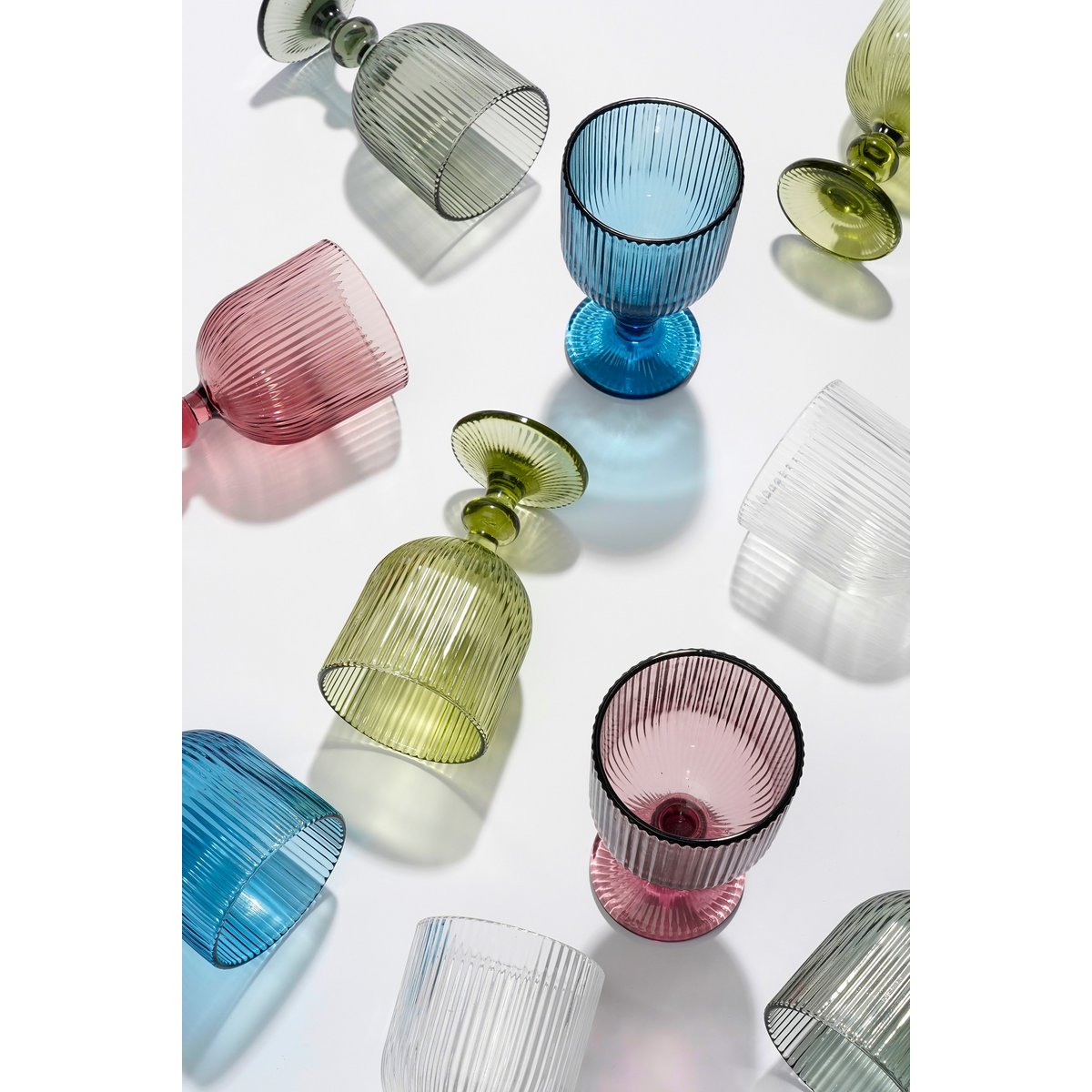 Ribbel Wijnglas 250 ml Glas Transparant Set van 6