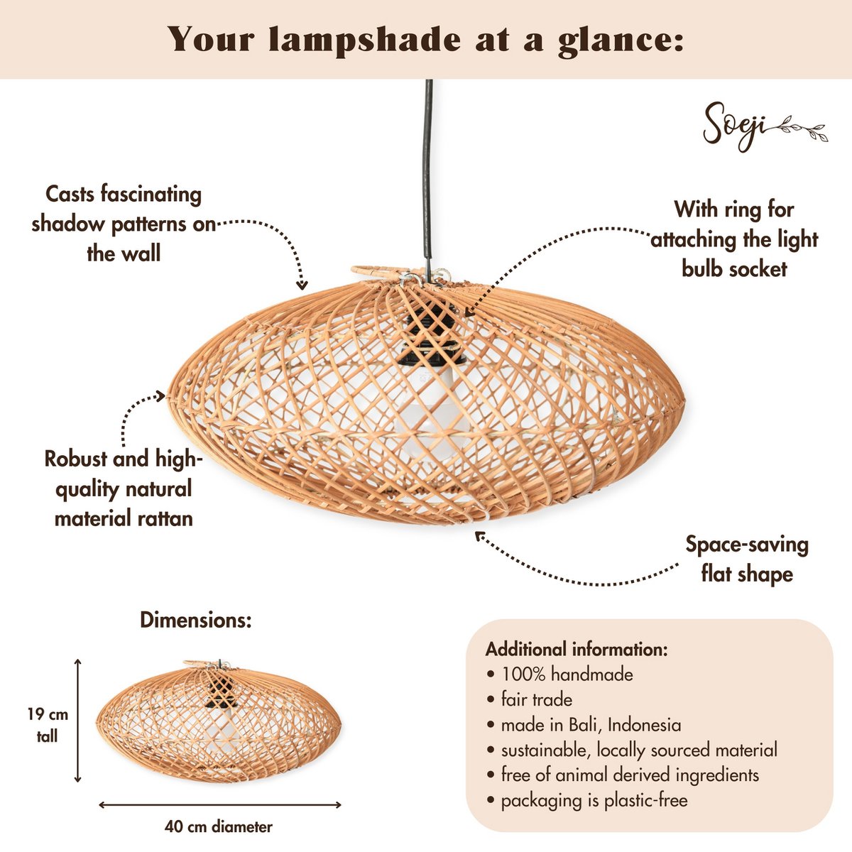 Aditya BOHO Rattan lampenkap Ø 40 cm