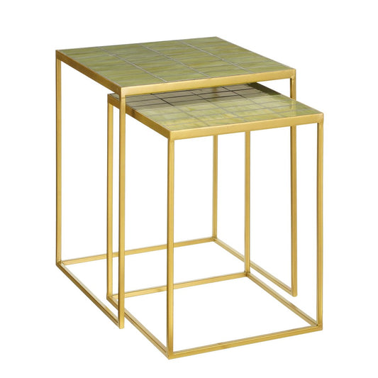 Rosie Bijzettafel voor Buiten Set van 2 L38 x B38 x H48 cm Metaal Groen