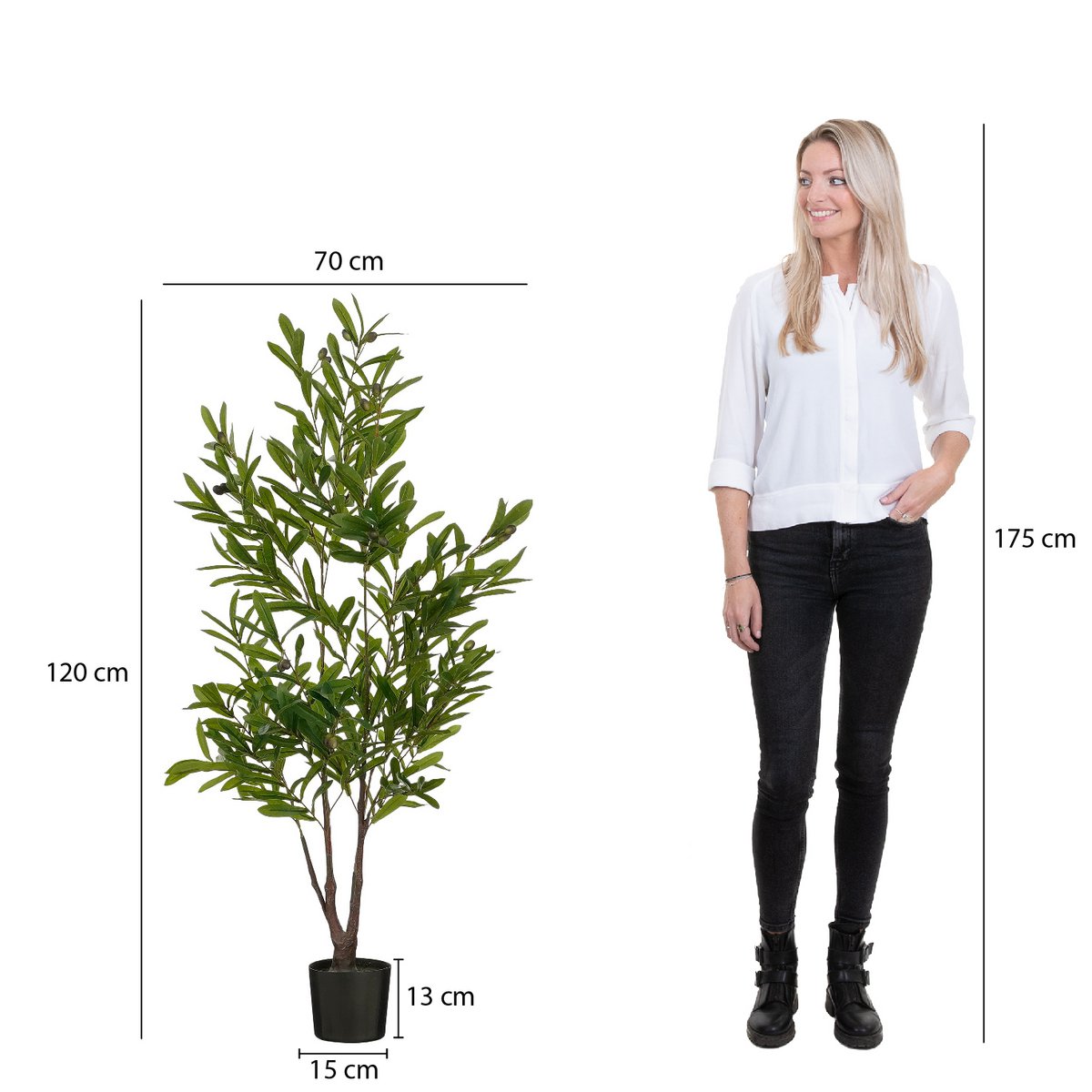 Kunstplant Olijfboom in Pot H120 x Ø70 cm Groen