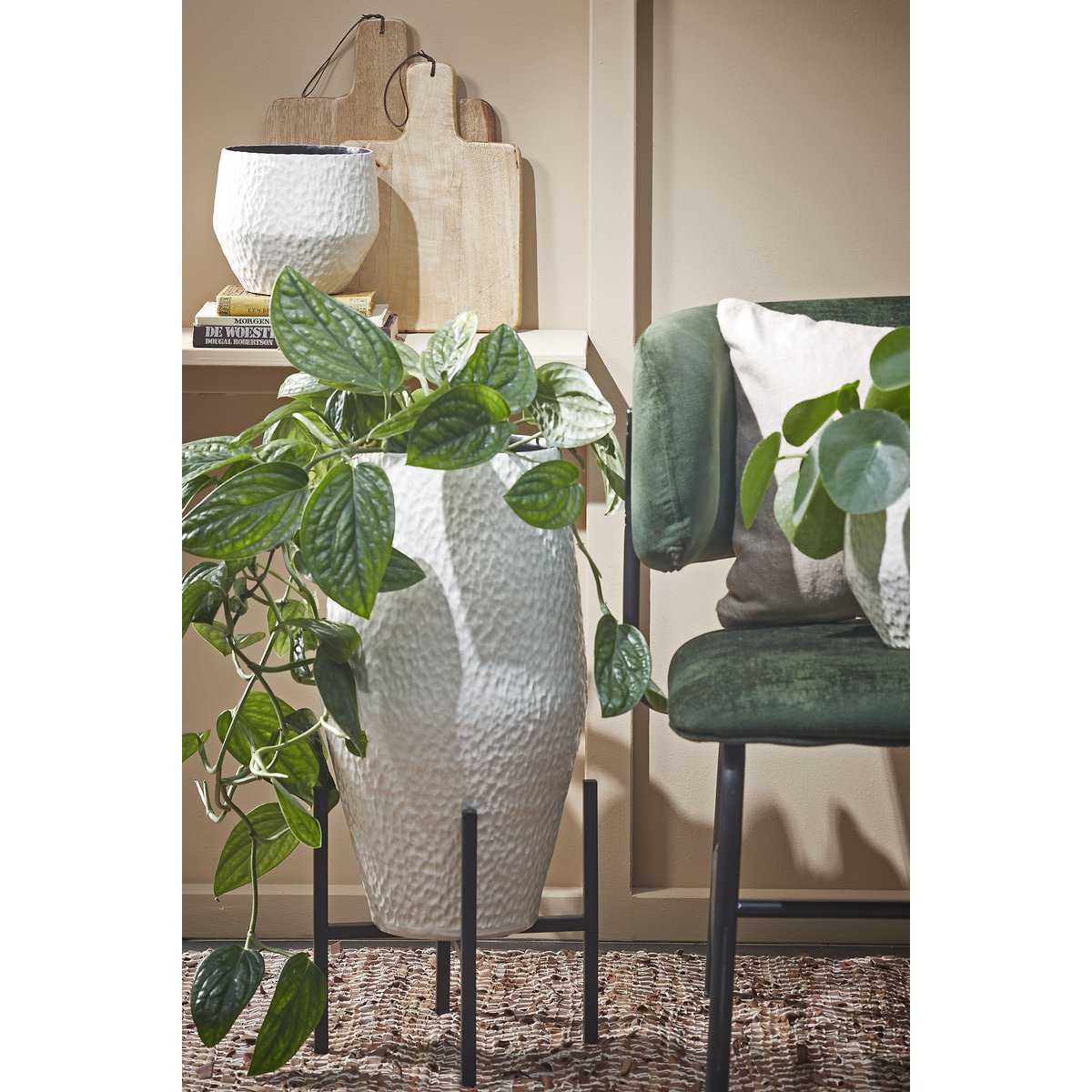 Flora Plantenstandaard L24 x B24 x H25 cm Metaal Zwart
