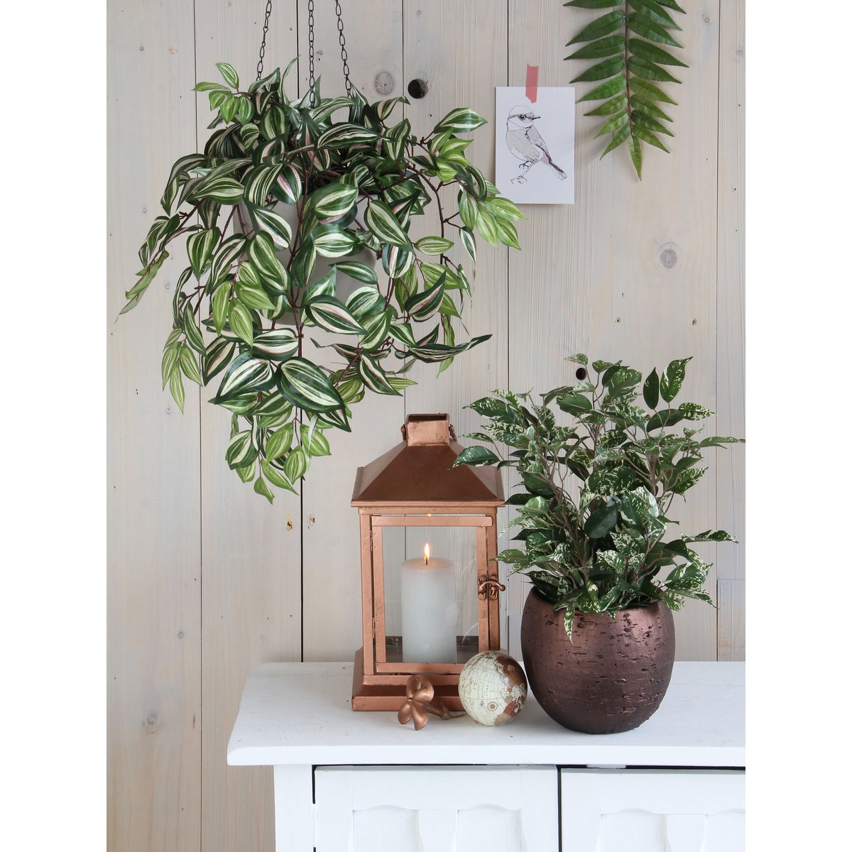 Tradescantia Kunst Hangplant L15 x B30 x H80 cm Groen