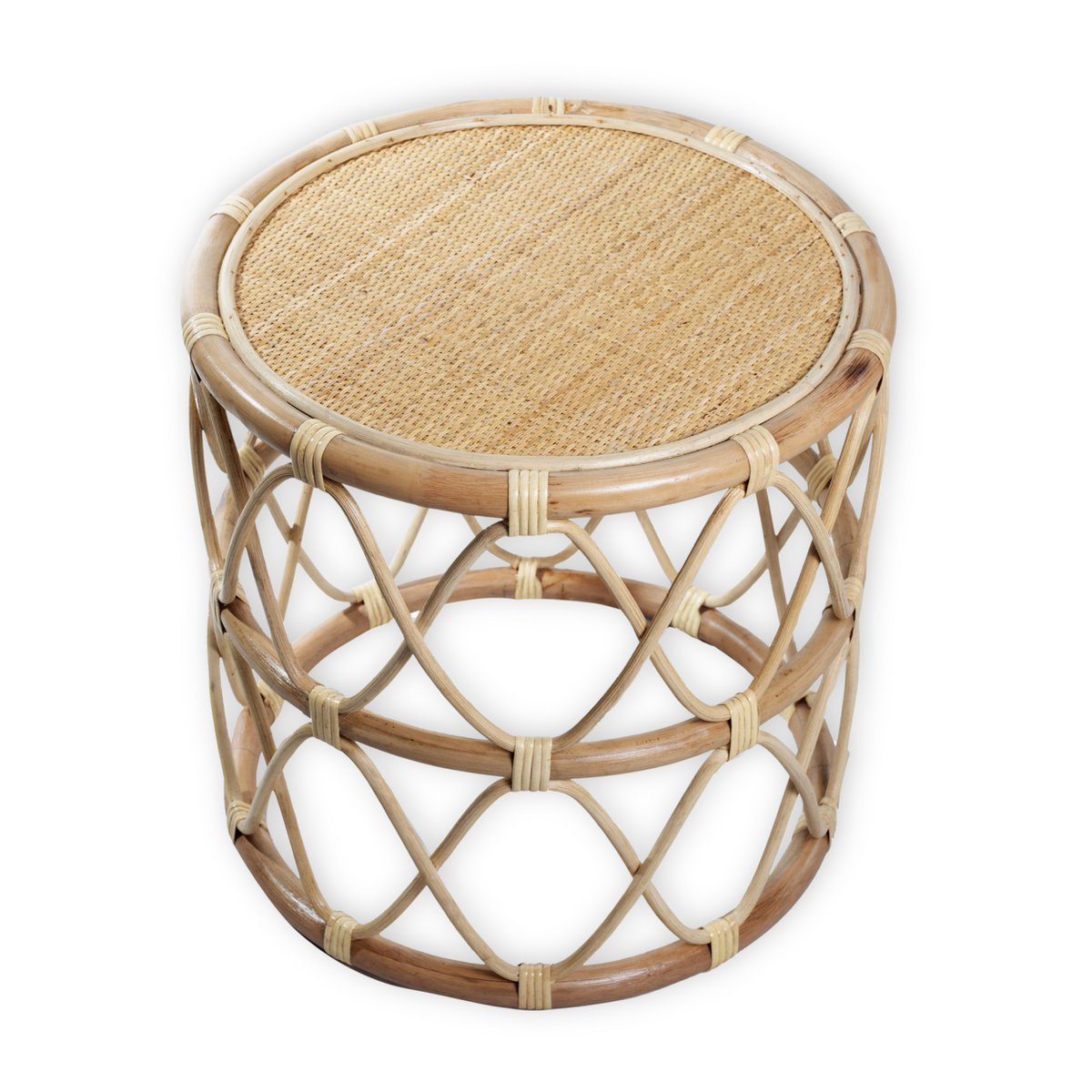 BOHO Ronde Rotan Bijzettafel met patroon