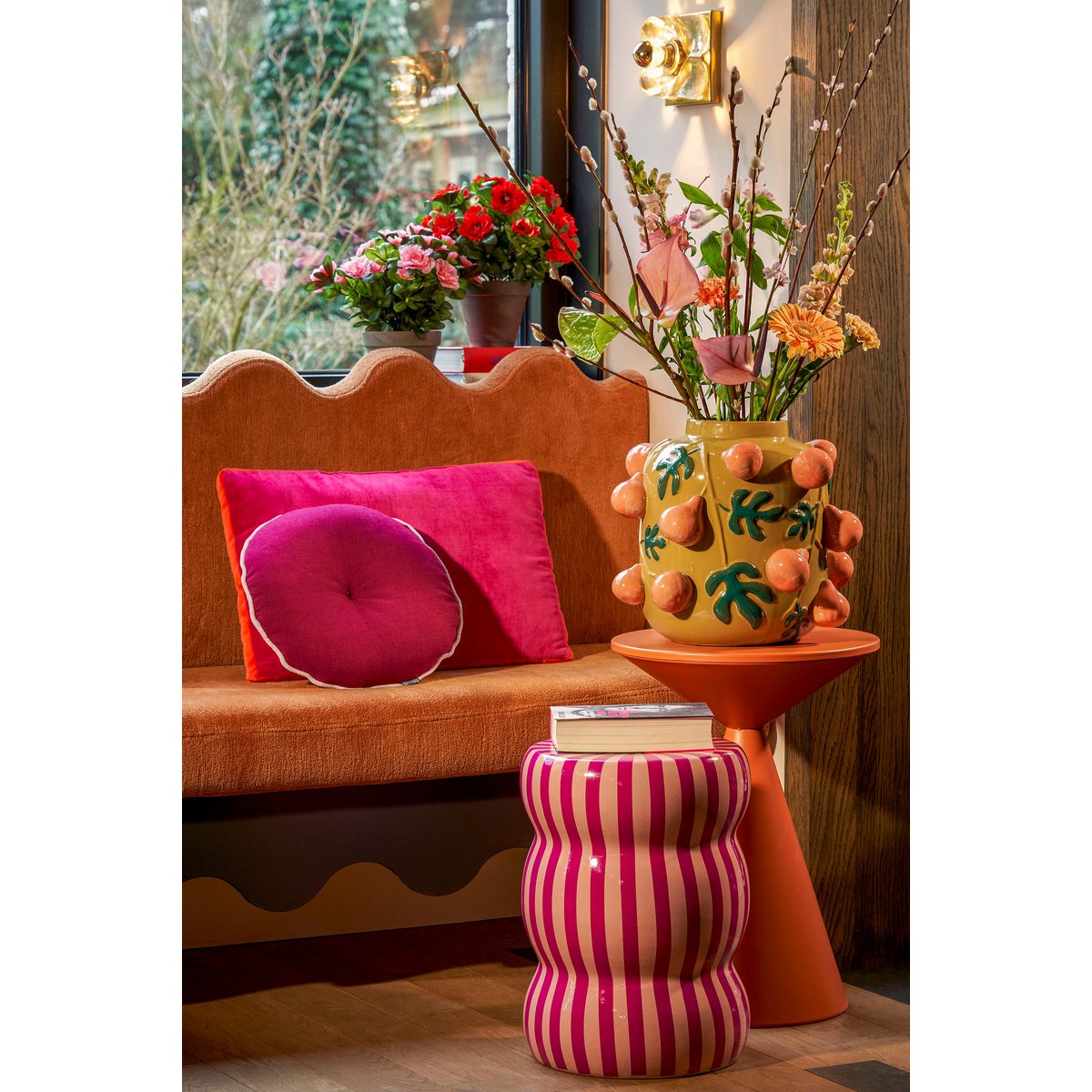 Azalea Kunstplant in Bloempot Stan H31 x Ø26 cm Rood