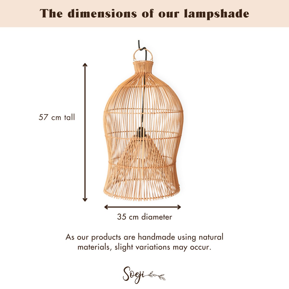 Dewy Rotan lampenkap BOHO plafondlamp